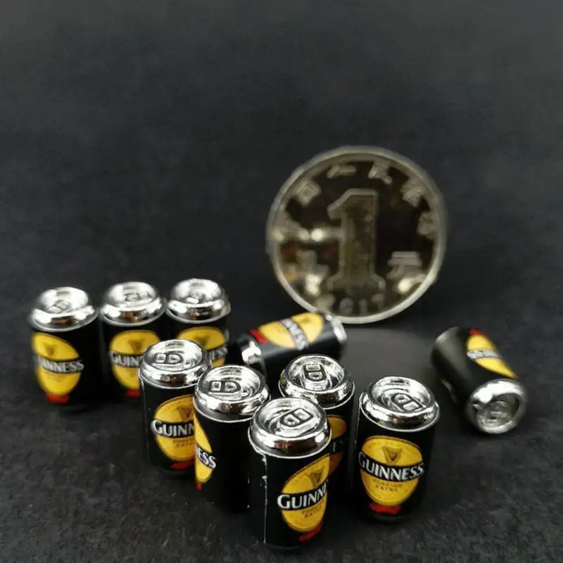 10Pcs Cute Simulation Black Green Beer Cans Miniature Doll House Beer Can 