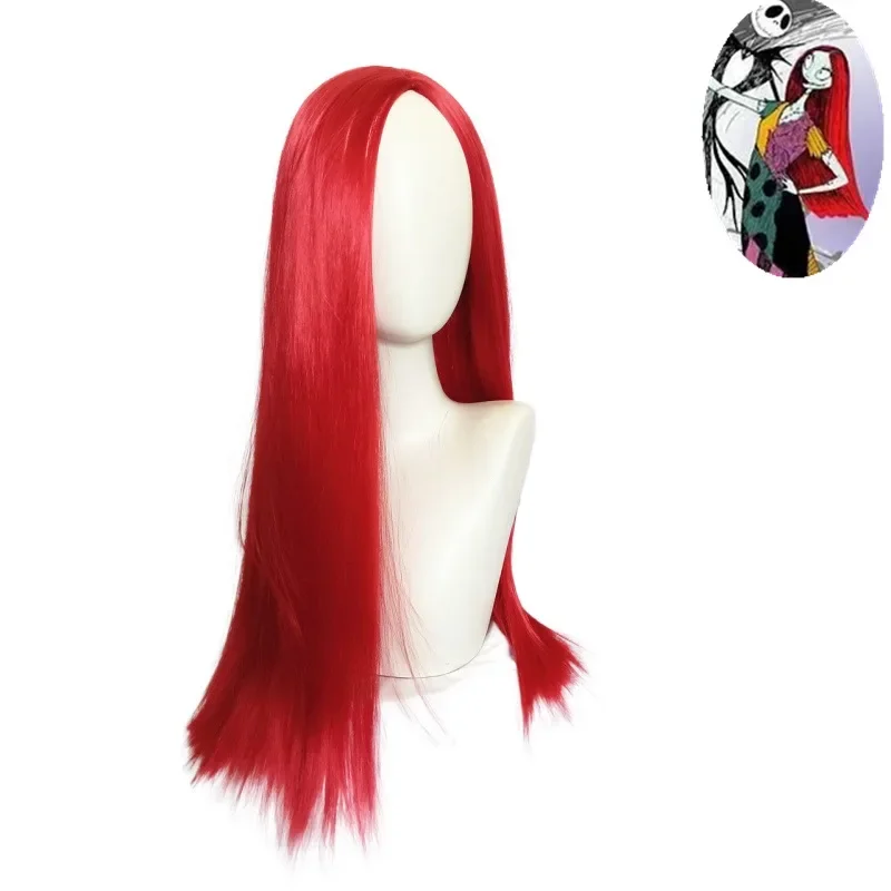 Halloween Horror Nacht Anime Perücke Sally Cosplay Perücken Rot Mittellanges Glattes Haar Perücke Für Frauen – Detail 1