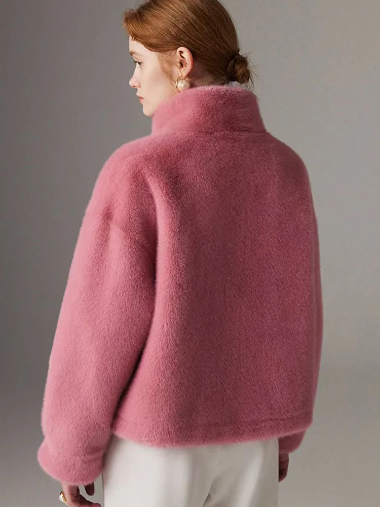 2024 New In Autumn/Winter Women's Fur Coat Faux Mink Fabric O-Neck Short Coat Fashionable Luxury High-End Outdoor Parkas