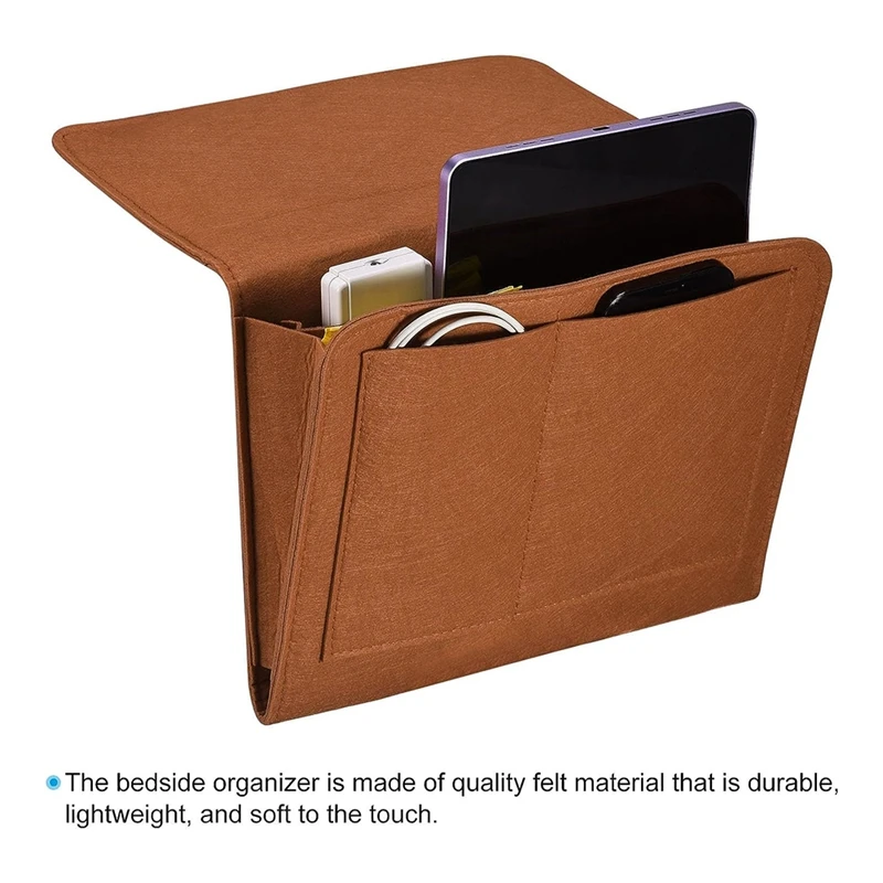 

New Bedside Organizer, Bed Bedside Organizer Hanging 5 Pocket Soft Felt Bed Pockets Bedside Storage Organizer