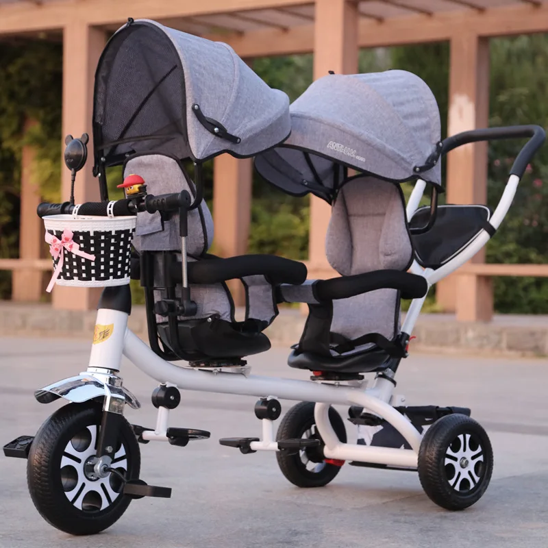 Passeggini Doppio Gemello Con Ruota Pneumatica Carrozzina Da Viaggio Universale Carrozzina Per Bambini Triciclo In Vendita Baby Push Trike