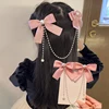 Sweet Princess Style Pink Pearls Chain Bow Hair Clip Women Children's Cute Back Head Hairpins Hair Clips Girls Hair Accessories 1