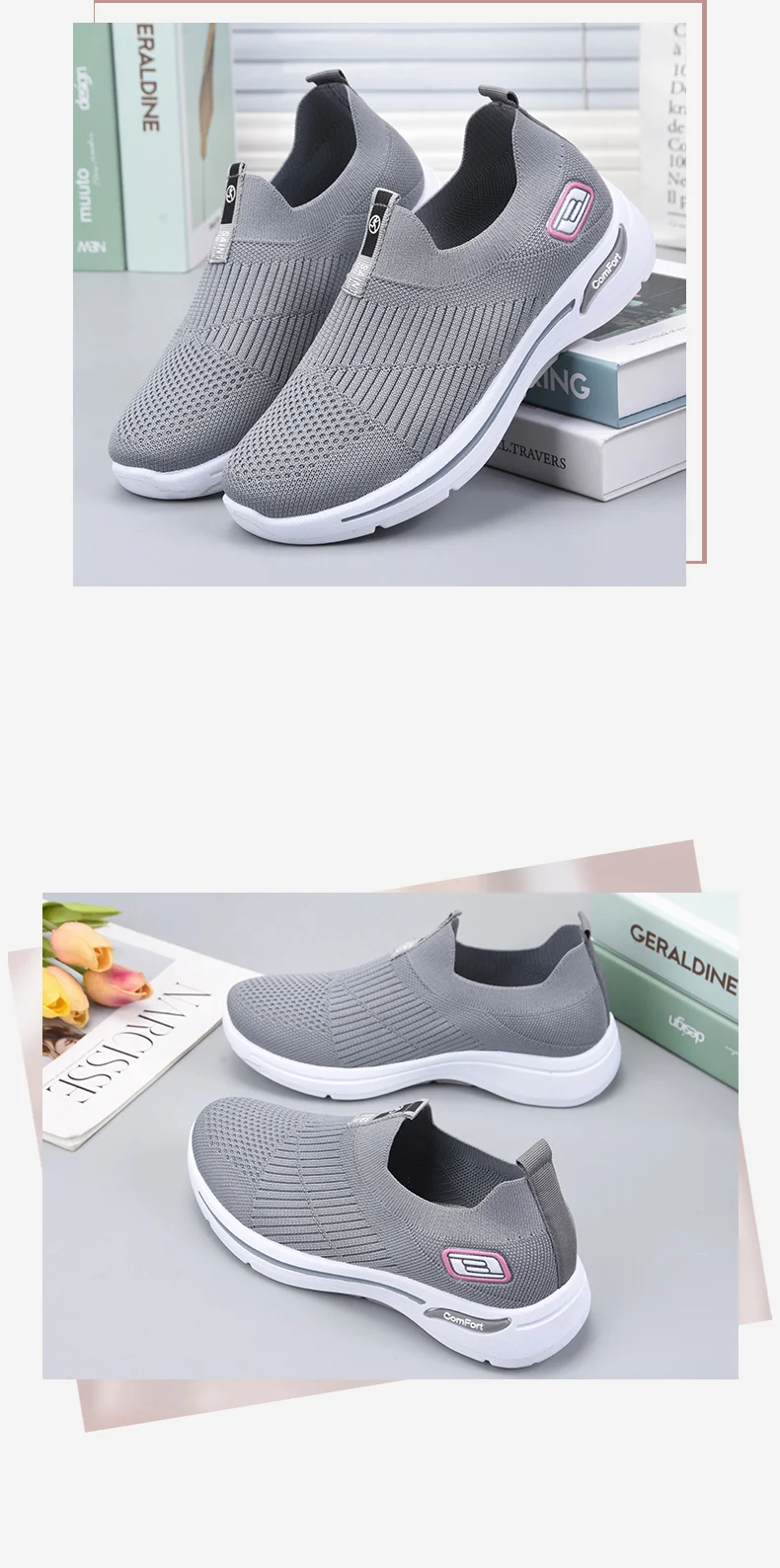 2021 Women Vulcanized Shoes Comfortable Women Sneakers Slip On Flats Breathable Shoes Women Loafers Plus Size 41 Walking Flat