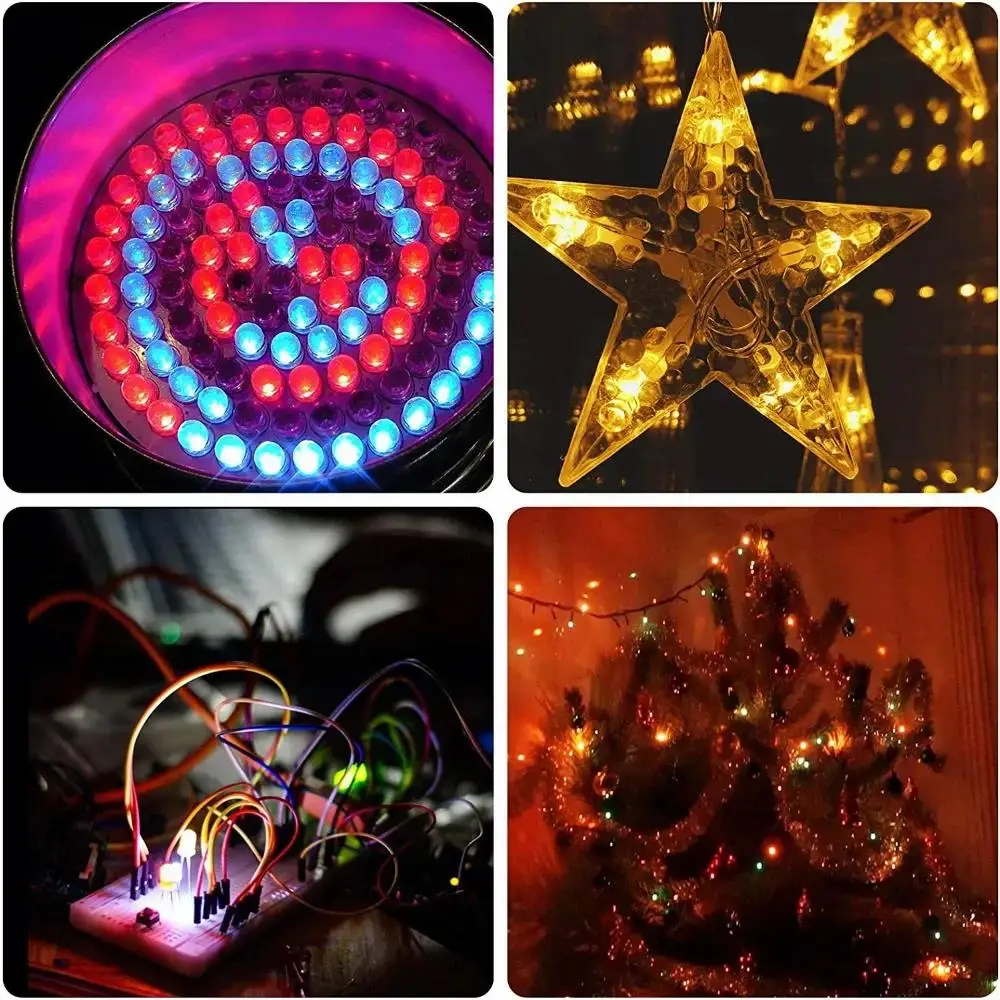 5mm Multicolor Slow/Fast Flashing LED Diode Blinking Light Emitting Diodes 2 Pins Clear Round Lens Electronic Components 50pcs