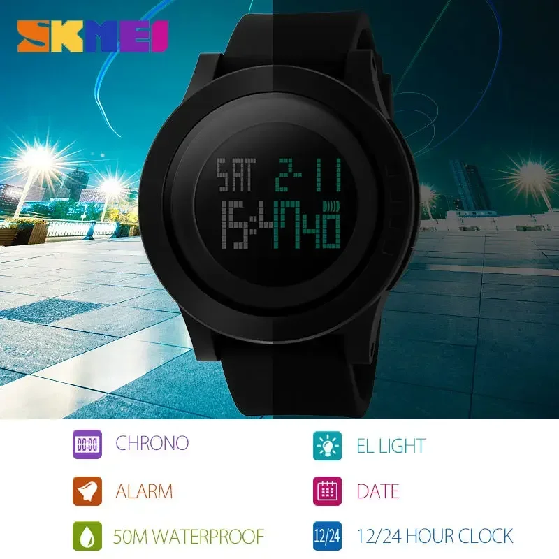 SKMEI Waterproof Alarm Calendar Watches relogio masculino Sport Watch Men LED Large Dial Digital Watch 1142 6