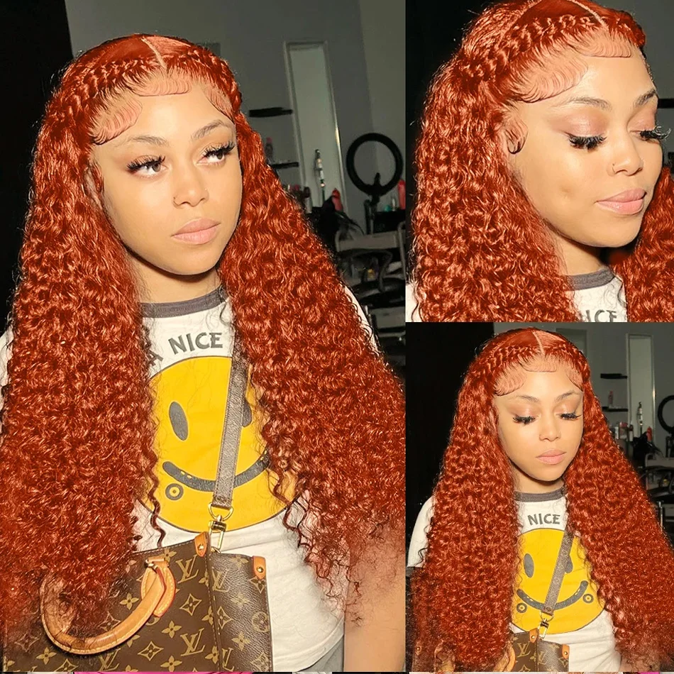 Srakuw Lace Front Perücke Ingwer Orange - 13x4 Echthaar, Körperwelle, Für Schwarze Frauen, 180% Dichte