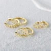 Aide 925 Sterling Silver 6/8/10mm Round Circle Huggie Earrings For Women Classic Simple Clear CZ Zircon Pave Versatile Hoops