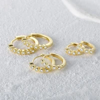 Aide 925 Sterling Silver 6/8/10mm Round Circle Huggie Earrings For Women Classic Simple Clear CZ Zircon Pave Versatile Hoops