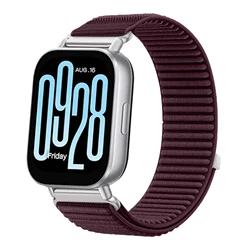 Adjustable Nylon Loop Strap for Smartwatches - Durable Needle and Thread Wristband (Wine red)