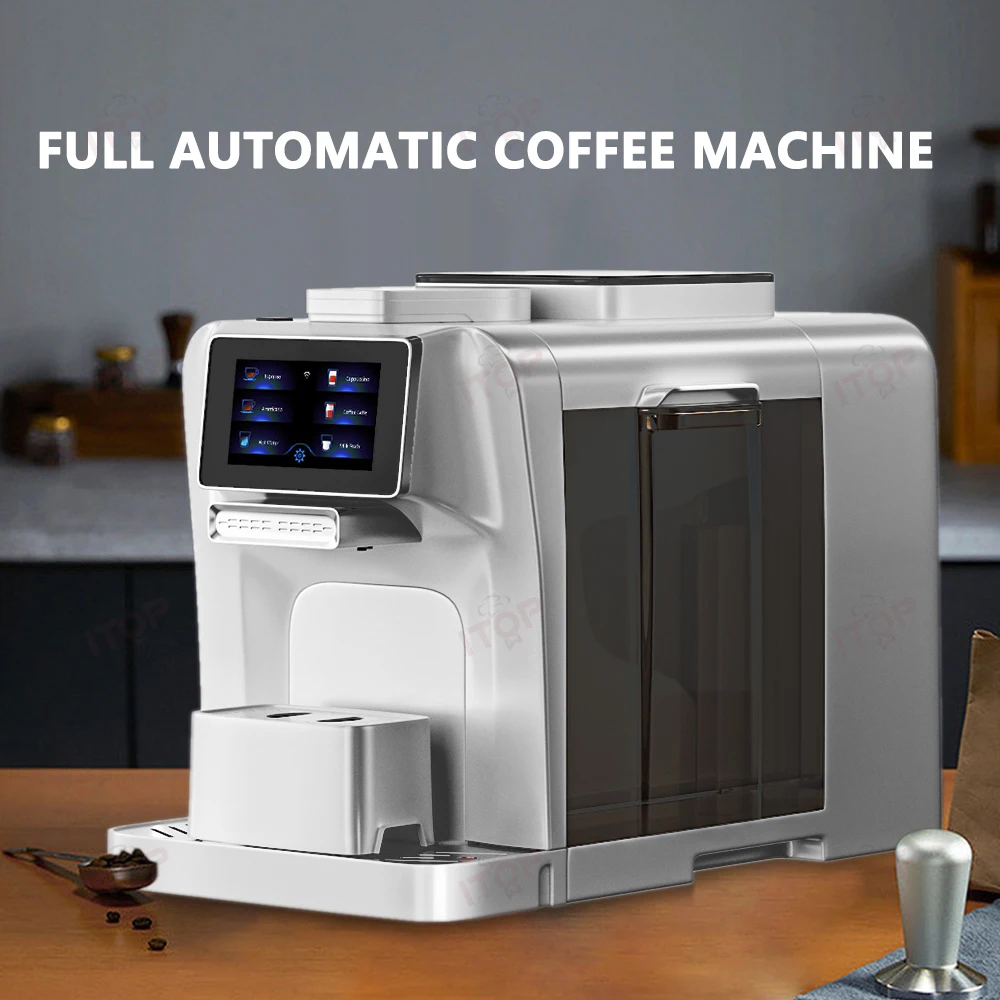 ITOP 4IN1 Automatic Coffee Machine Built-in Milk Cooler Container Coffee Grinder 4.3 inch Touch Screen 1.5L Water Tank 19Bar tk6071iq 7 inch 800 480 screen replace tk6070iq hmi touch panel touch screen new tk6071ip tk8071ip