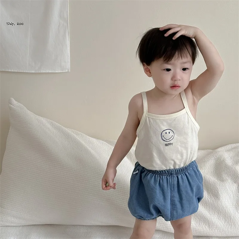 Baby Summer Sleeveless T Shirts Infant Girl Fashion Letter Print Sling Vest Toddler Boy Cotton T Shirt Kids Tee Tops kids t shirts