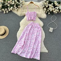 Beach Vaion Floral ter Top And Skirt Set Women's Sexy Crop Top Skirt Two Piece Set Summer 2023 Faion Trend - Image 2