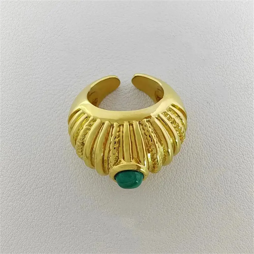 New Chunky Reef Natural Stone Ring Spain Barcelona Malachite Malachite Lasurite Striped Open Rings for Women Hiphop Goth Jewelry