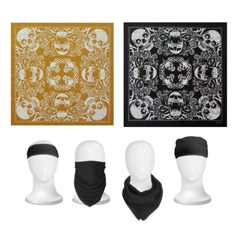 Skull Print Bandana Paisleys Bandanas Popular Hiphop Dancing Kerchief Head Scarf - Image 6
