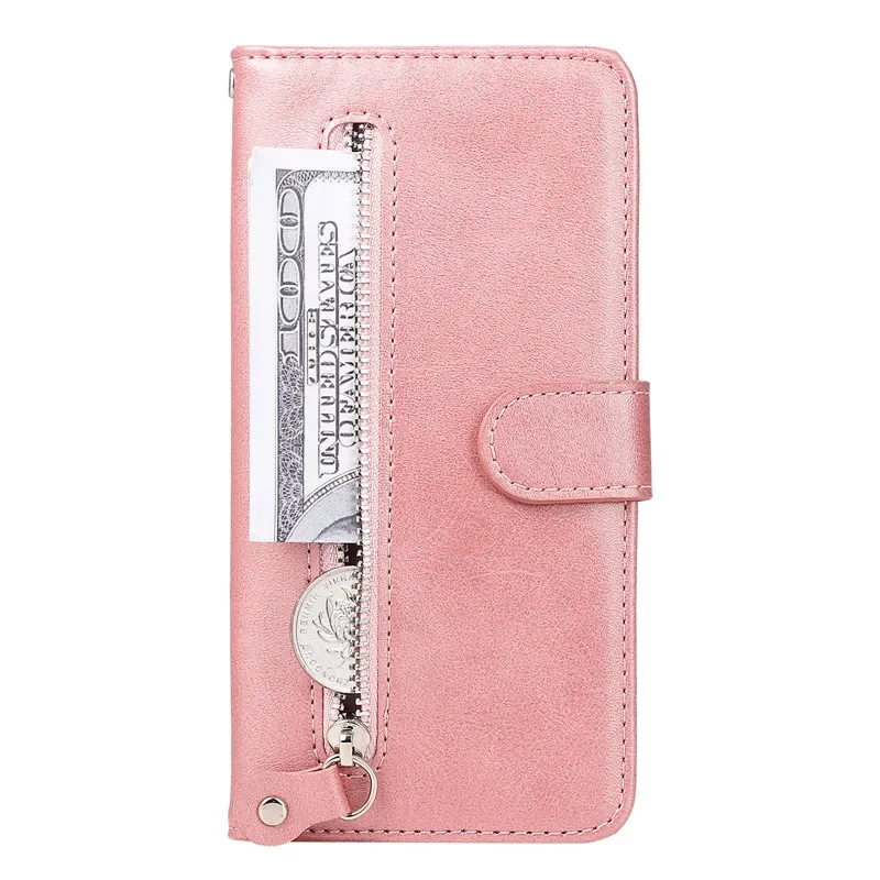 Luxury Flip Magnetic Leather Wallet Case with Zipper Card Slot