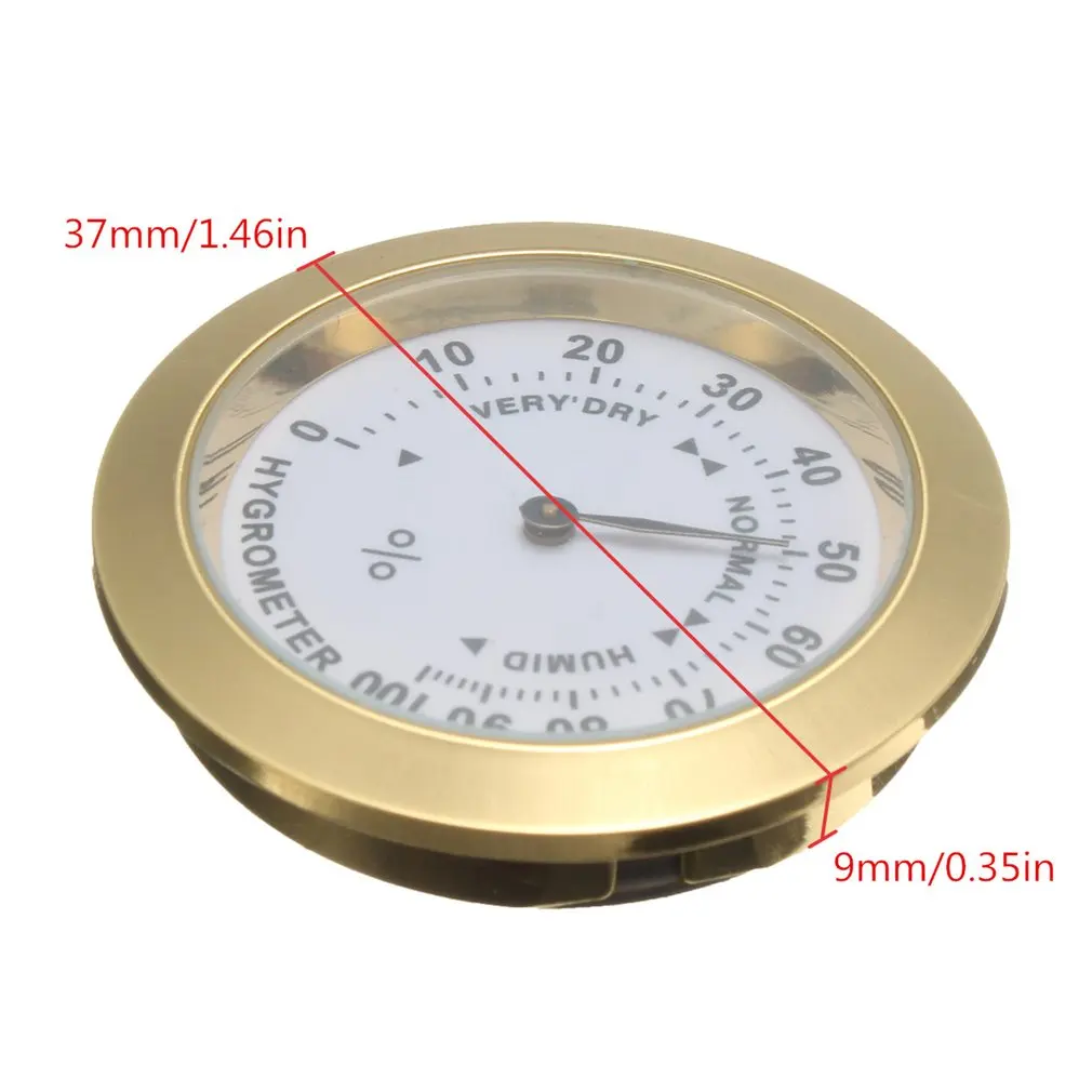 1pc Round Glass Analog Hygrometer For Humidors Gold For Guitar