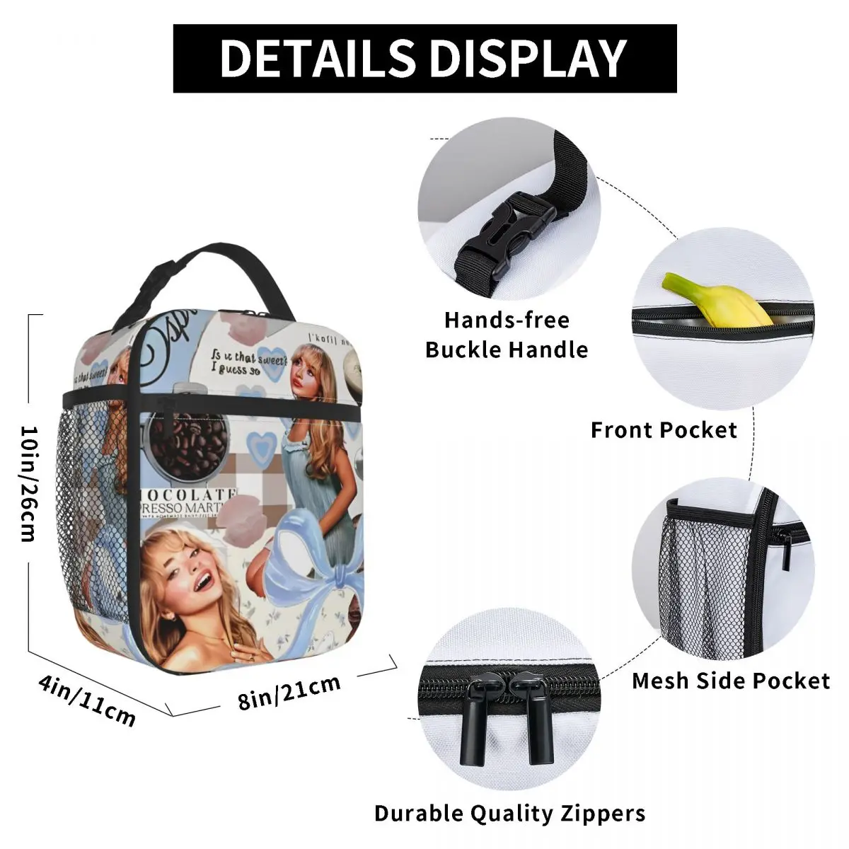 Sabrina Carpenter Espresso Insulated Lunch Bags Food Container Leakproof Thermal Cooler Lunch Boxes For Picnic 6