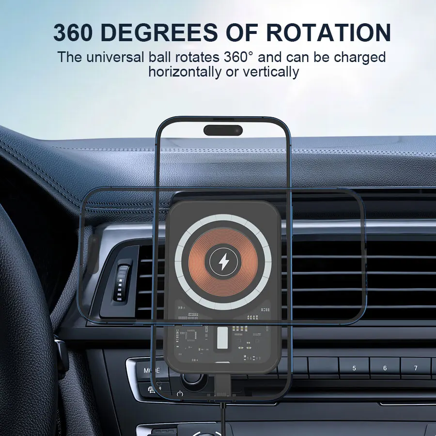 Magnetic Wireless Charger Car Air Vent Mount Phone Holder Stand thumbnail 9