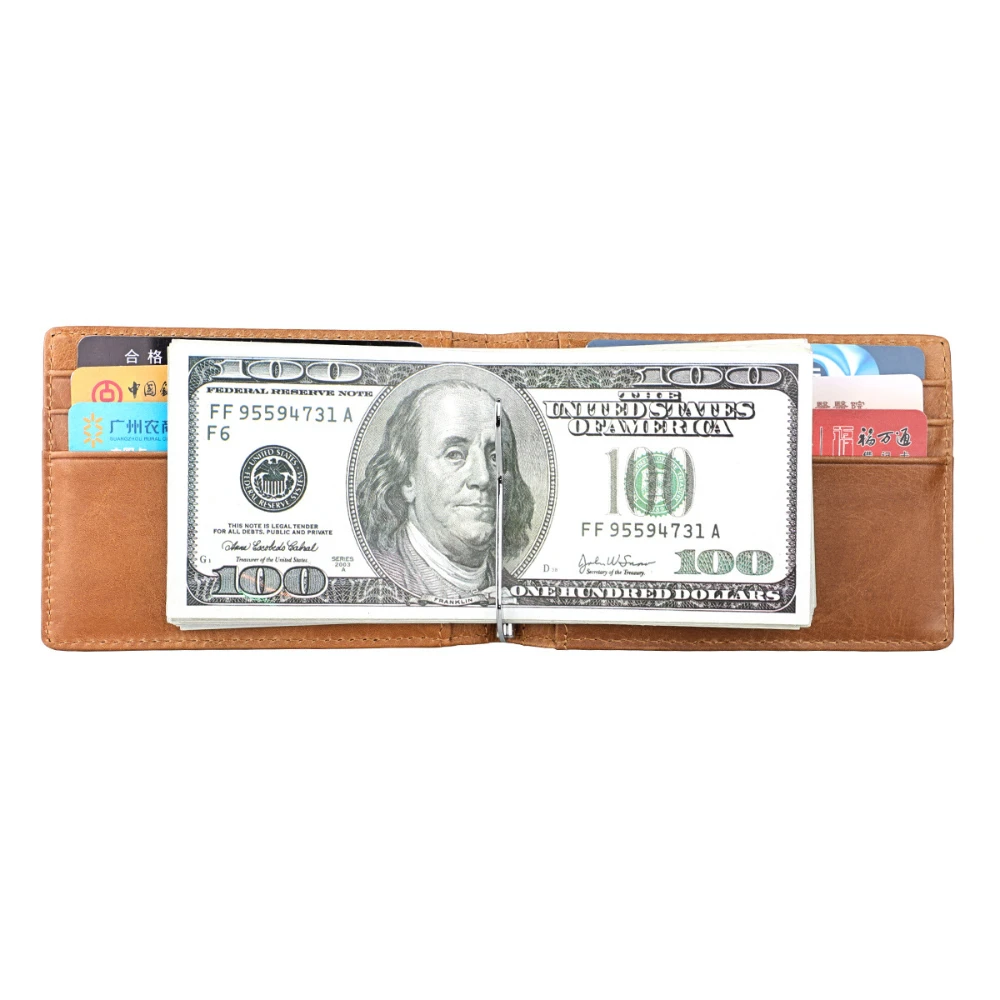 Men's and Women's Genuine Leather Wallet Clip Cowhide Wallet Card Bag
