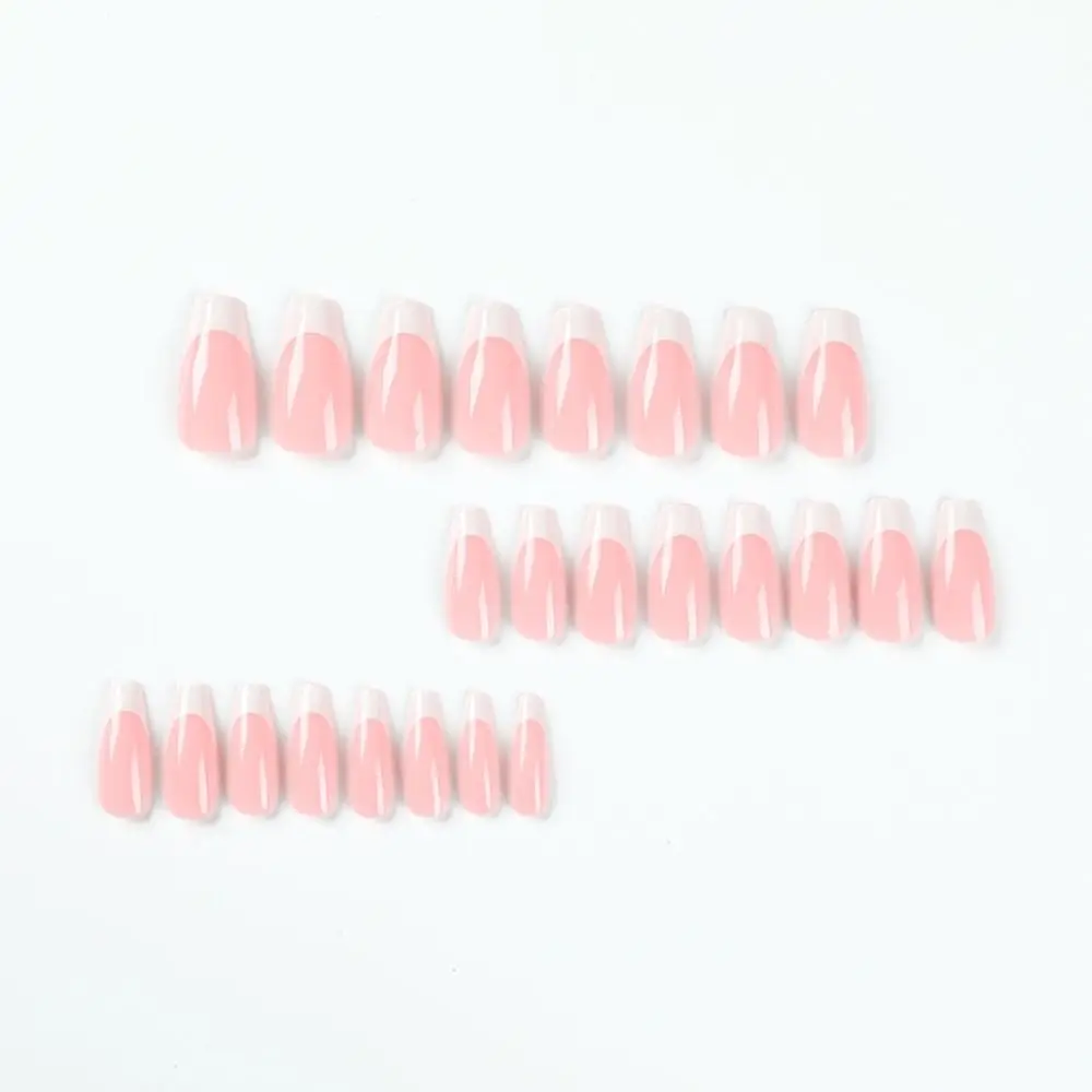 24pcs Long Ballerina French White Edge Press-On Nails