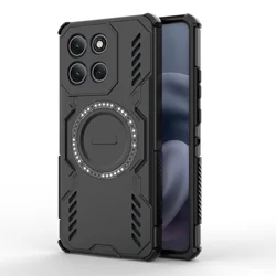 Magnetic Wireless Charging Shockproof Protective Back Case for Motorola Moto G34 (Black)