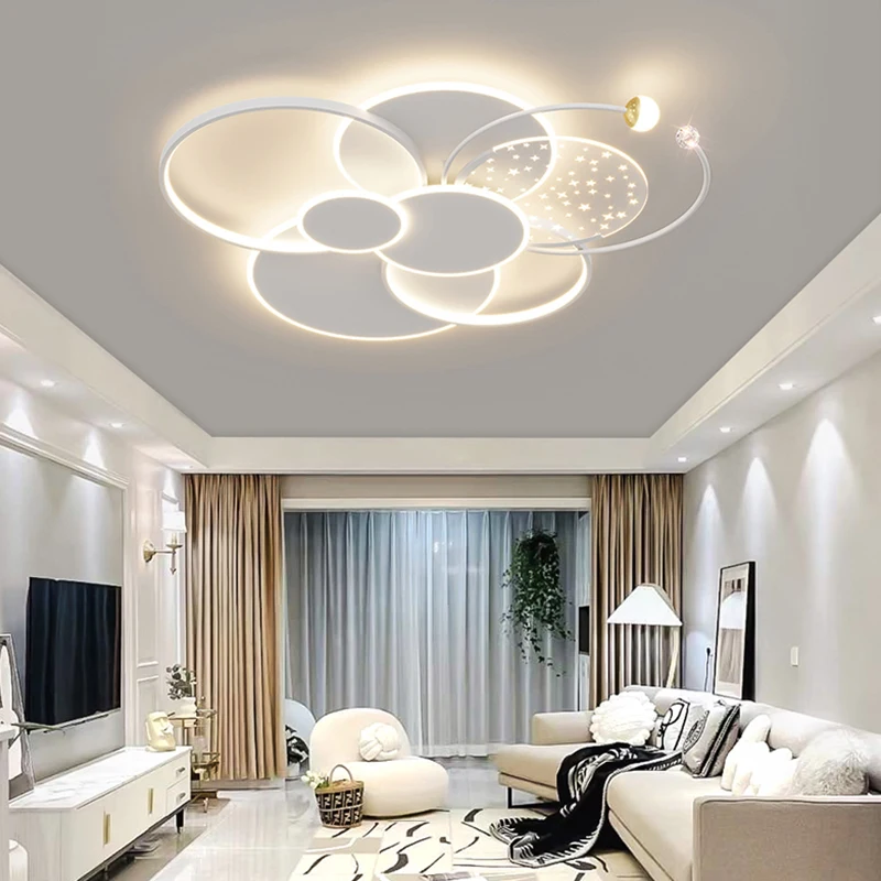 Round Living Room Led Chandeliers Luxury Bedroom Full Of Stars Gold Chandelier Simple Modern Atmosphere Flush Mount Ceiling Lamp led chandelier,ceiling chandelier