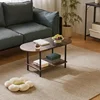 Mid Century Modern Coffee Table, Rustic Coffee Table Unique Color Contrast Design, 2-Tier Center TV Table 35x16x17in Rustic 4