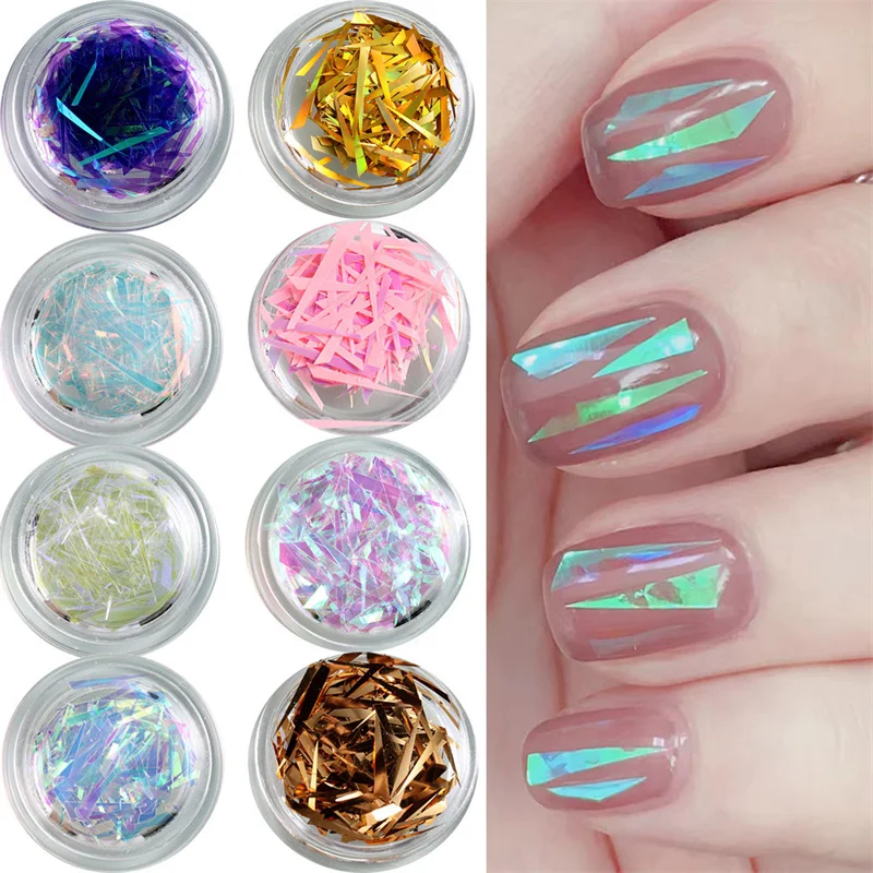 8pcs Aurora Irridescent Foil for Nails Broken Glass Ice Cube Design Luxury  Nail Sticker Transfer Foil Set for Manicure GL1900-2 - AliExpress