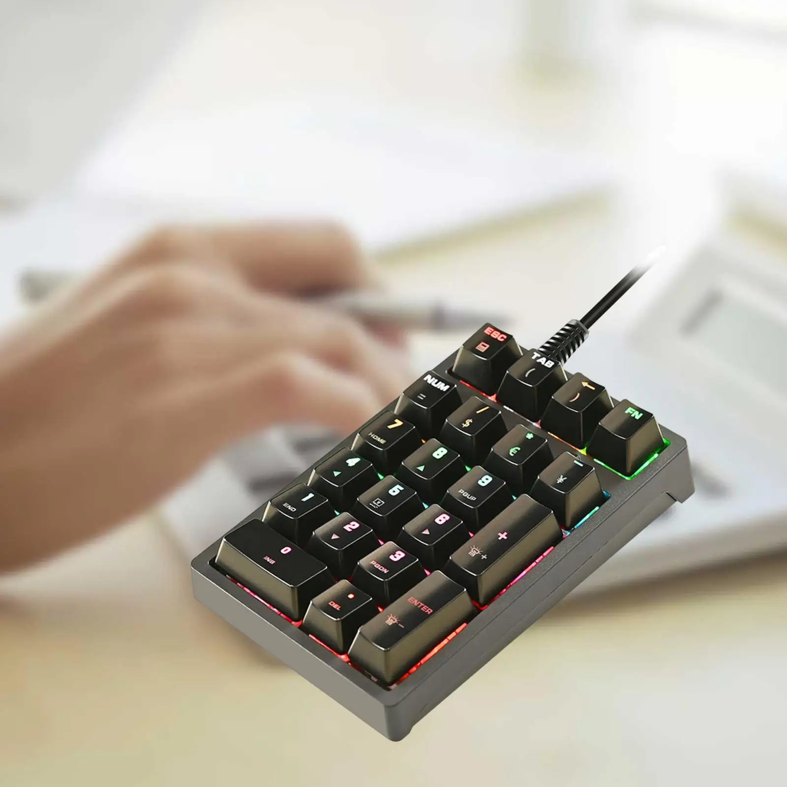 휴대용 기계식 숫자 키패드, K21, RGB 백라이트, USB 디자이너, 게이머 캐셔 데스크, 21 키