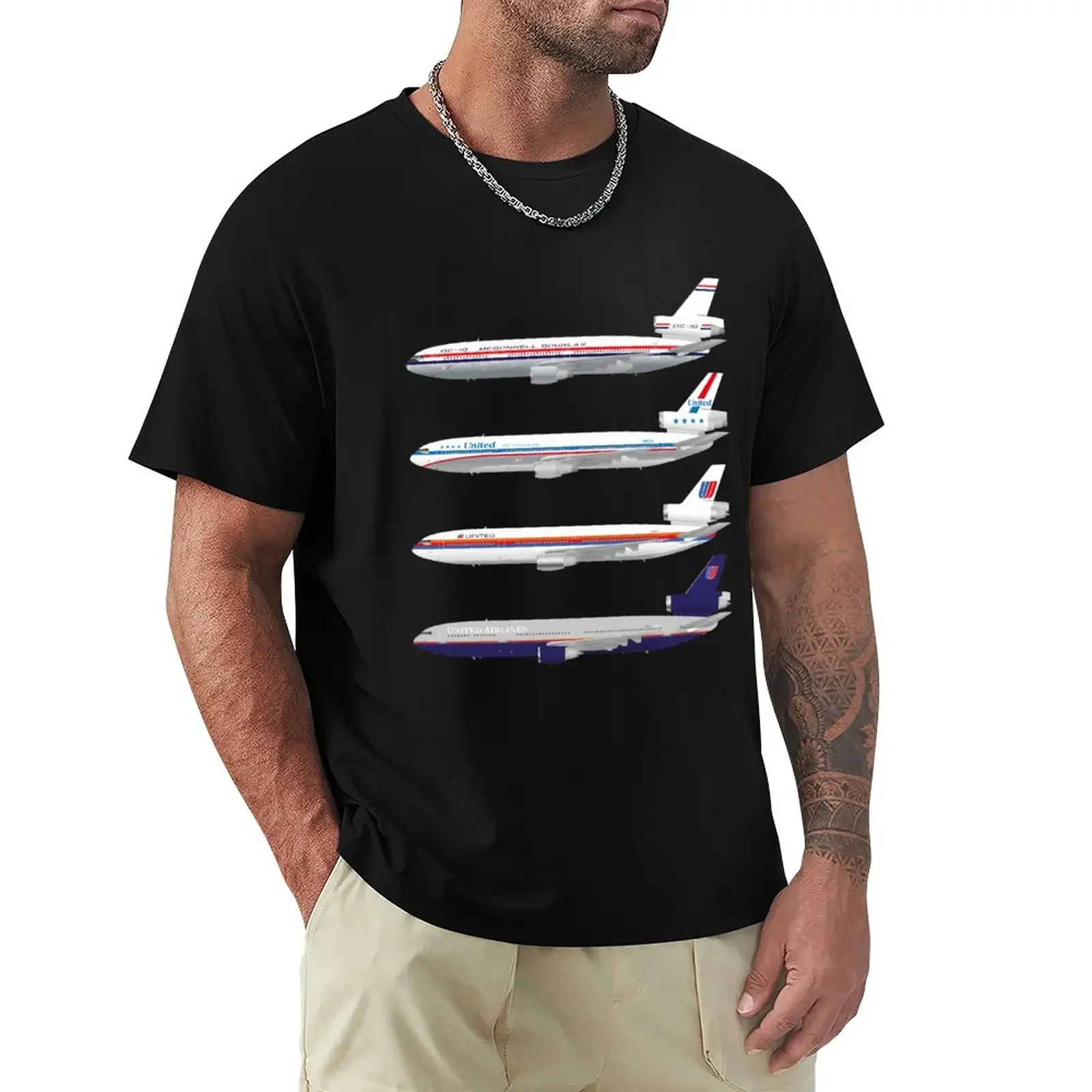 

Wings In Uniform - DC-10 - United Airlines - Through The Ages T-Shirt quick drying sublime men clothing