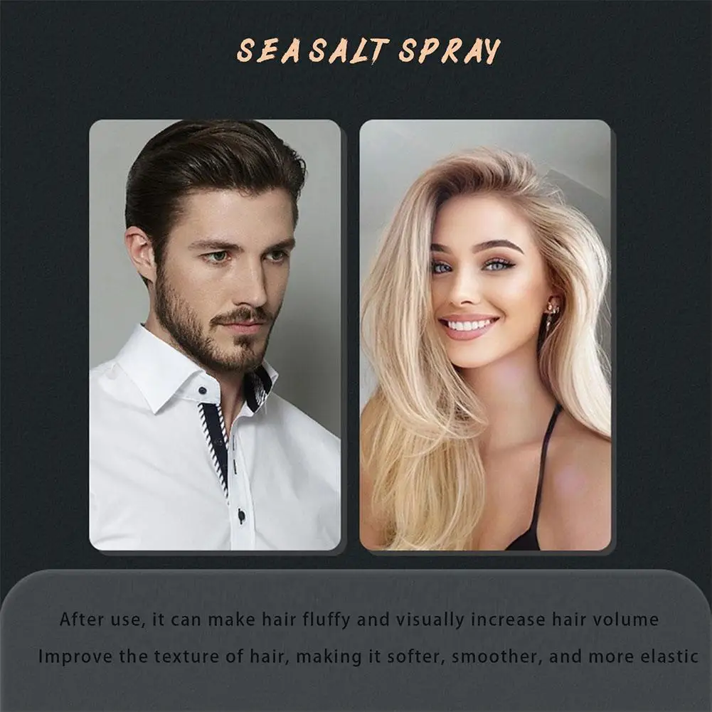 2x 15ML Sea Salt Hair Curl Spray For Men, Hair Styling Spray Improving Volumizing Texturing Natural Sea Salt Fixing