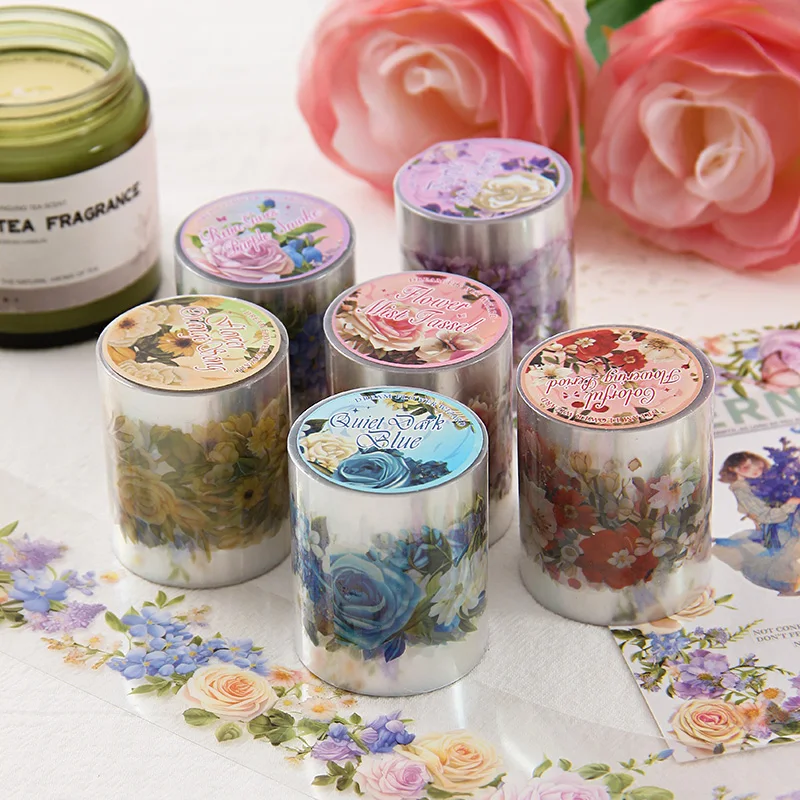 50mm*2m Lace Flower Landscaping Material Decor PET Tape roll Creative Journal Collage Scrapbooking Stationery School Supplies 3