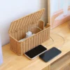 Hand-Woven Charging Station Storage Box Cable Management Basket for USB Cables Data Cables Organizer 1