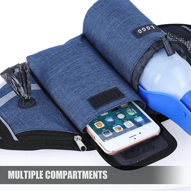 Pet Dog Training Waist Bag Dogs Treat Bag Hands-free Sports Multifunction Outdoor Walk Dog Leash Reflective Waterproof Nylon 2
