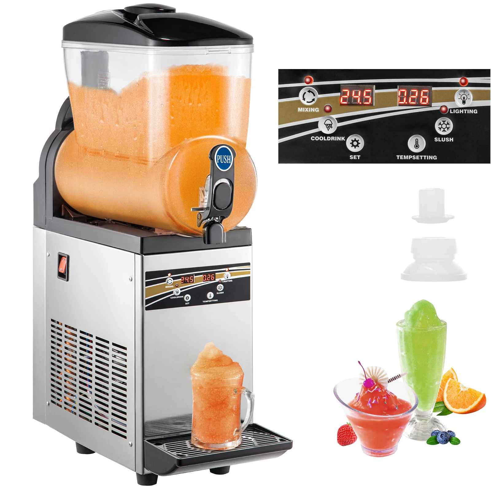 SucceBuy 15L Singel Tank Slush Ice Machine Gelato Neve Frullato Bevande Granita Maker Acciaio inossidabile per uso domestico aziendale