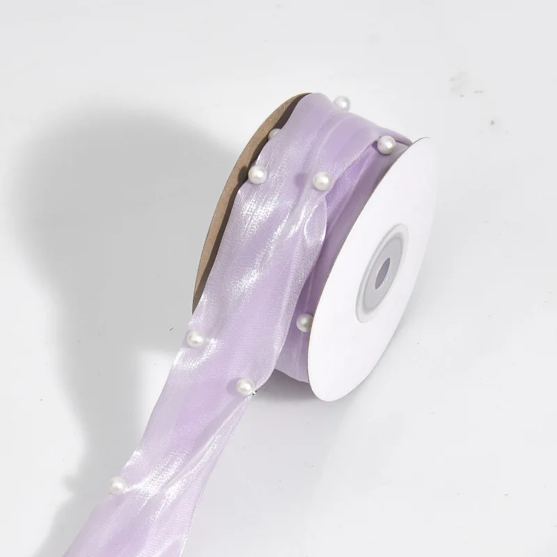 아름다운 진주 리본 4cm 광택 리본 의류 액세서리 DIY 헤어 밴드 케이크 포장 재료