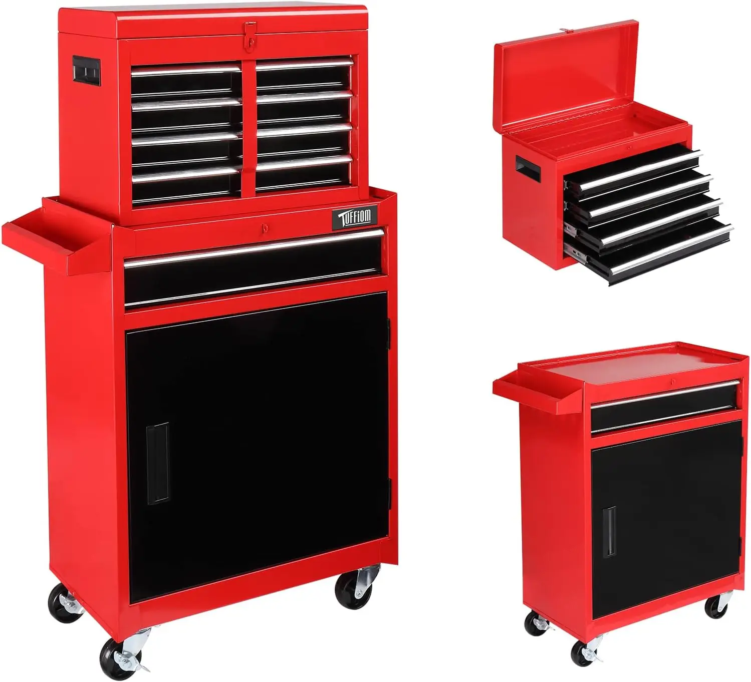 5-Drawer Rolling Tool Chest Storage Cabinet Detachable Top Adjustable Shelf Mechanic Tool Organizer Box