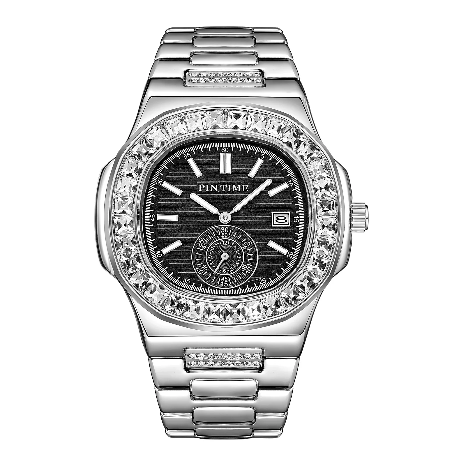 Luxury Men Square Diamond Watches Big Dial Man Wristwatch Sport Business Men Clock Relogio Masculino