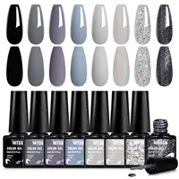 6PCS/Set Colorful Gorgeous Gel Nail Polish Kit Autumn Series Sparkling Shinning Manicure Soak Off Black White Nails Art Varnish 1