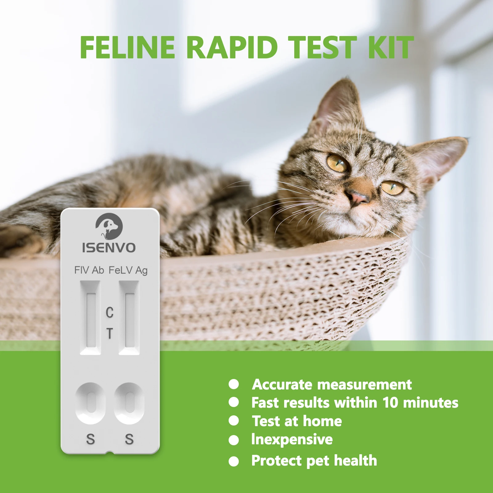2 Pcs (FIV+FeLV) Feline Immunodeficiency & Leukemia Combo Test Kits for Cats