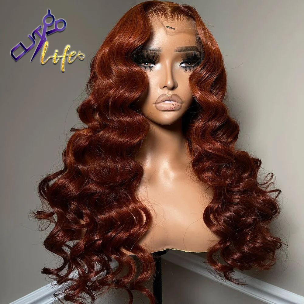350 Ginger Colored Wig Body Wave 5x7 Pre Cut Lace Wig For Women 99j Burgundy 360 Glueless Full Lace Brazilian Human Hair