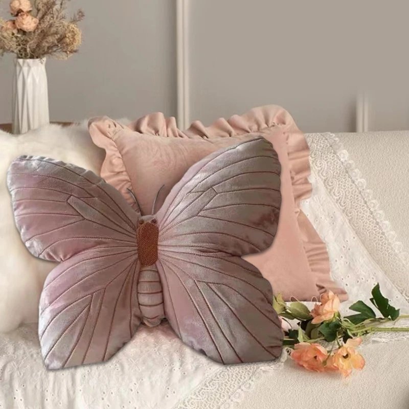 Plush Butterfly Pillow, Soft Animal Decorative Throw for Sofa or Bedside Comfort for Children Room 3