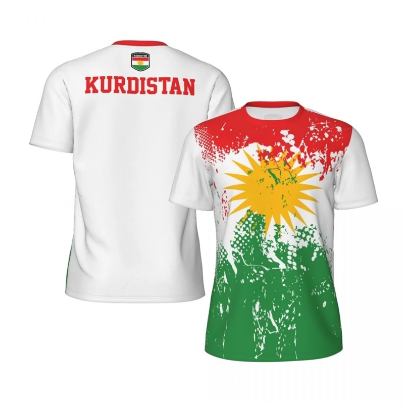 Kurdistan Flag Graphic Men's Casual Football Jersey