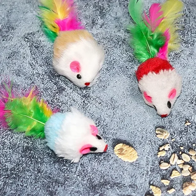 5pcs Kitten Toys Plush Simulation Mouse Interactive Cat  Furry Pet Interactive Toy Supplies Cats Playing Scratch Training Game 5