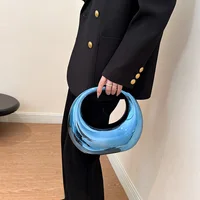 MOODS Golden Evening Handbag For Women PVC Wrist Bag Dinner Party Wedding Round Handle Clutch Purse 2024 Luxury Designer Handbag - Image 4