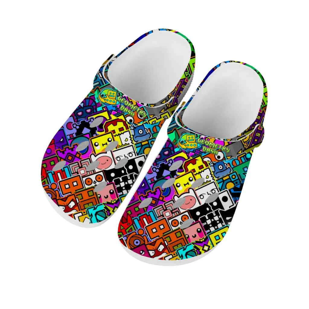 

Geometry Dash Home Clogs Cartoon Game Mens Womens Youth Boys Girls Sandals Shoes Garden Custom Made Shoes Beach Hole Slippers