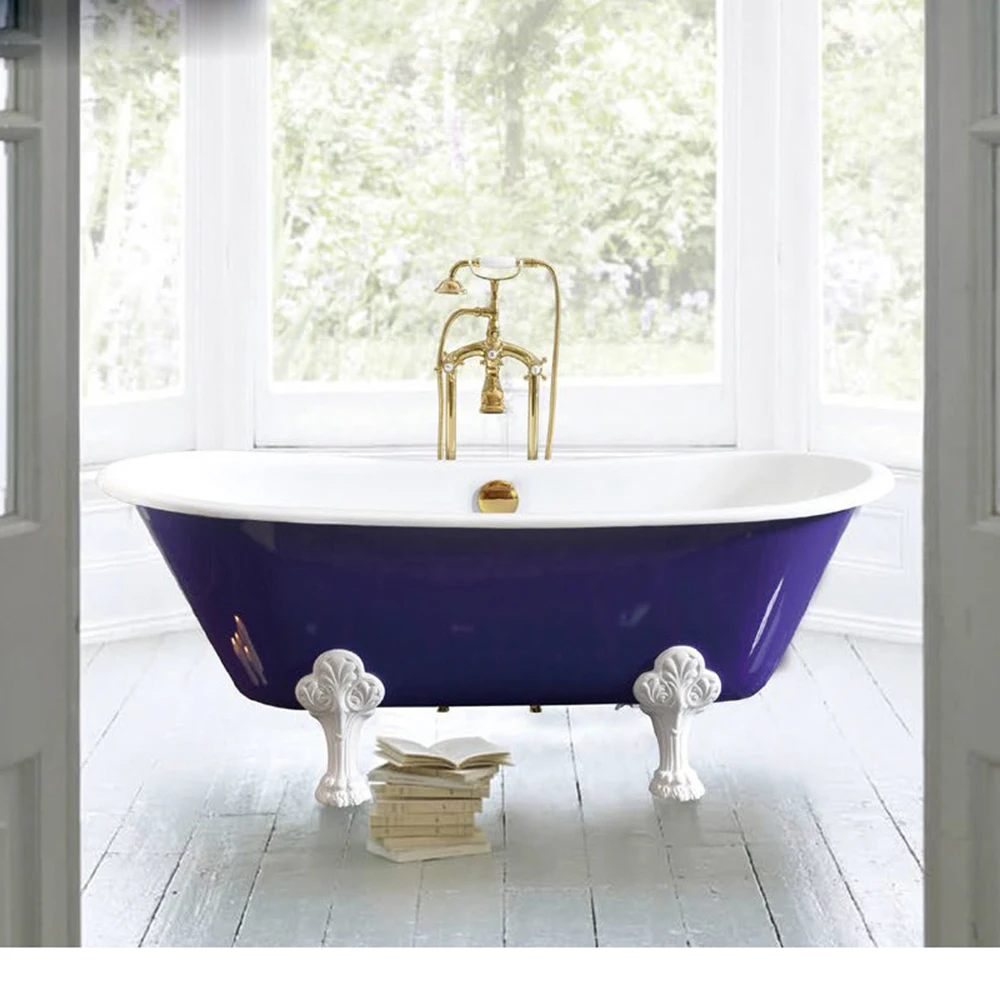 67" Freestanding Luxury Bathtub Cast Iron Double Ended Enamel Claw Paw Feet Tub Multi-Color Built sw1022