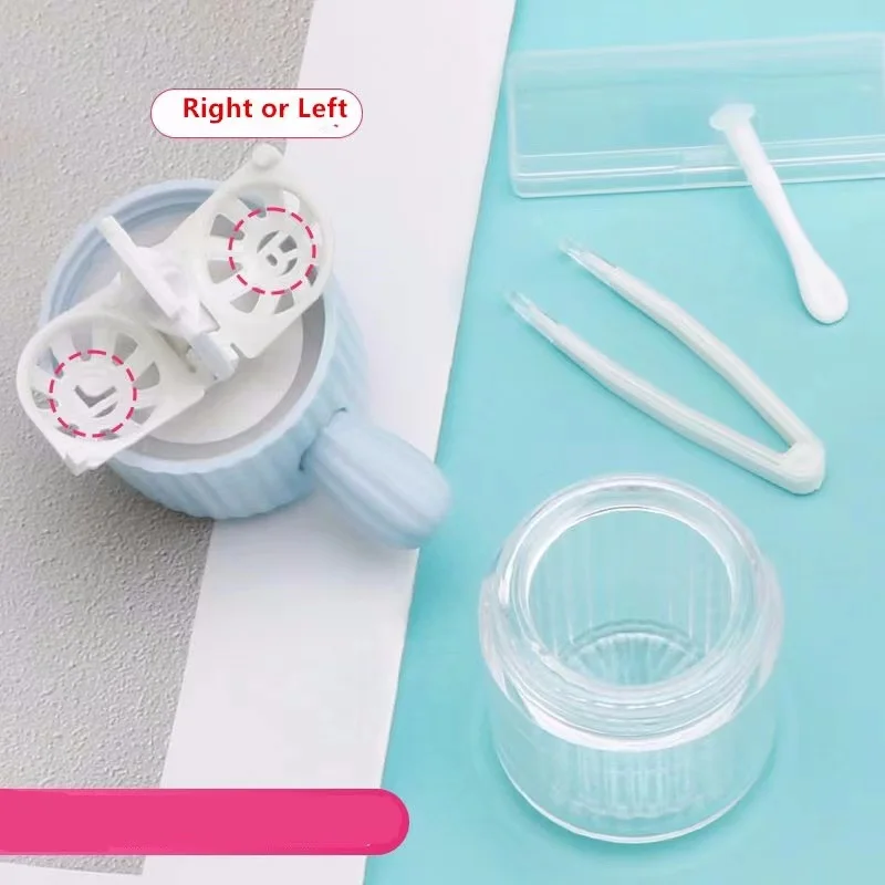 1 Set Manual Rotation Contact Lenses Cleaning Machin Travel Portable Colored Contact Lens Container Beauty Pupil Cleaning Tools