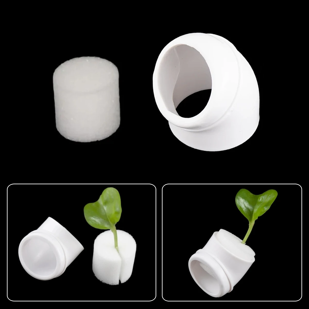 10Pcs PVC Pipe Soilless Hydroponics Plant Cups and Sponges, hydroponic planting tools, hydroponic root sponges