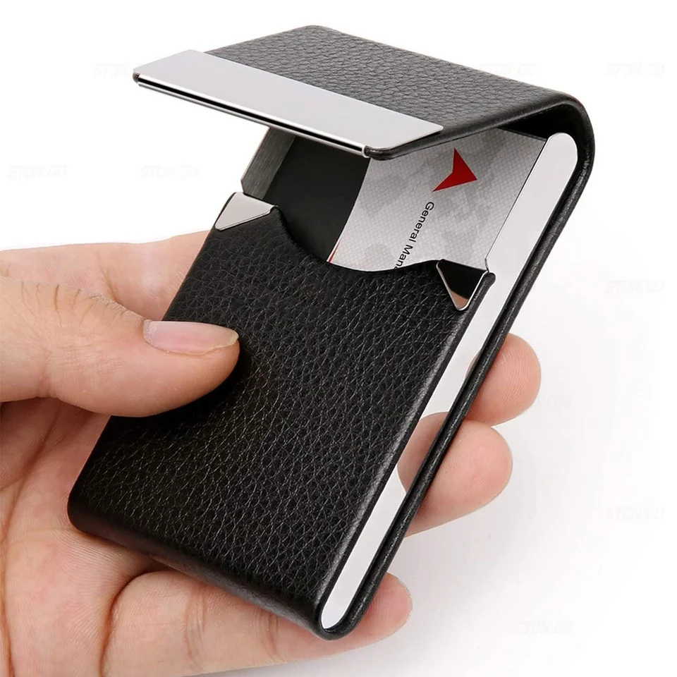 Slim PU Leather Magnetic Business Card Holder